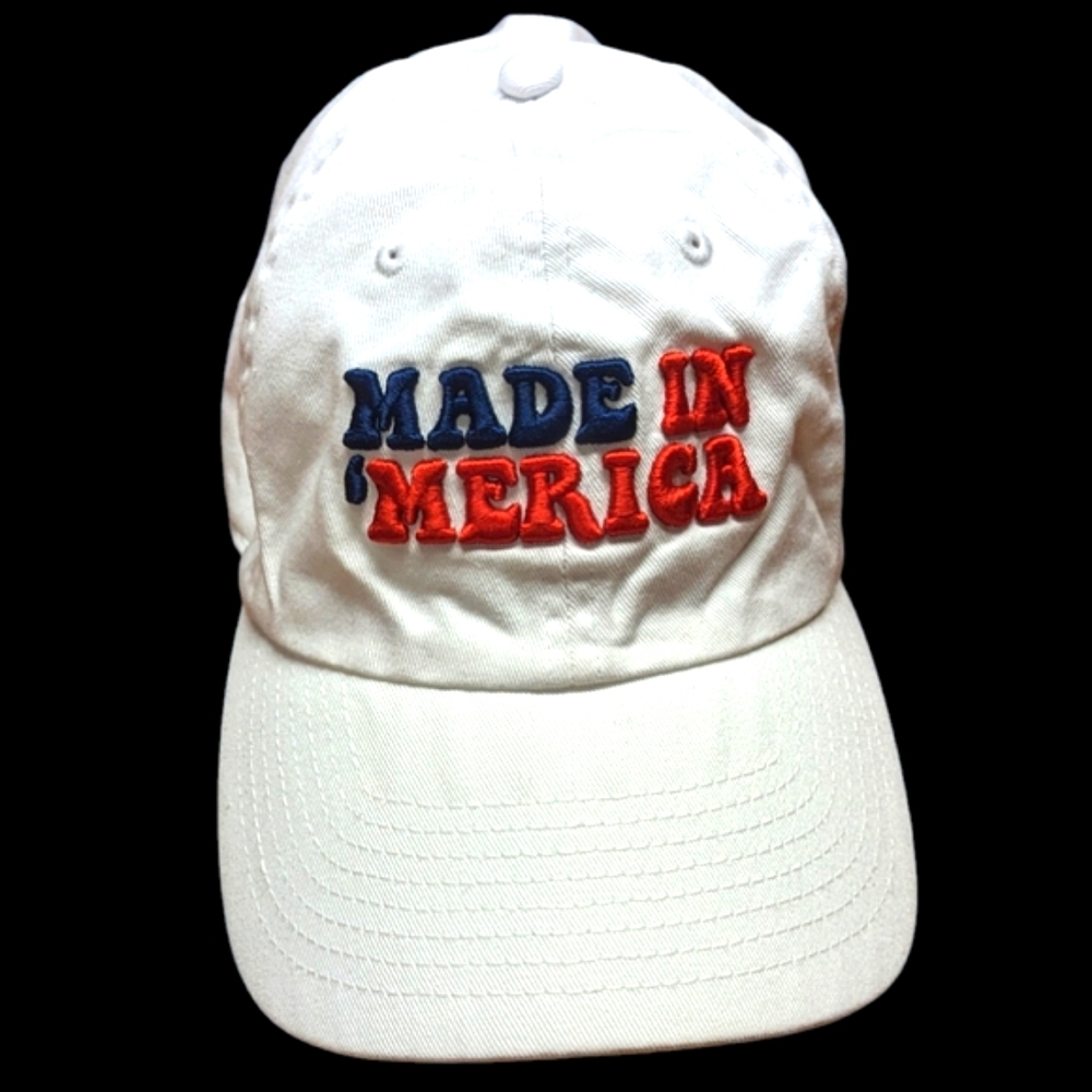 Made in 'Merica Red White & Blue Embroidered Adjustable Baseball Cap Hat🇺🇸